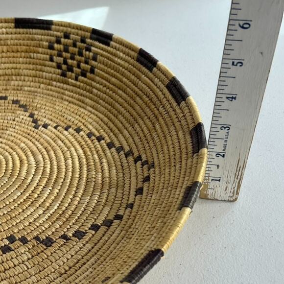 Vintage Tribal Coil Raffia Woven Basket Bowl 12.5" - Picture 7 of 8